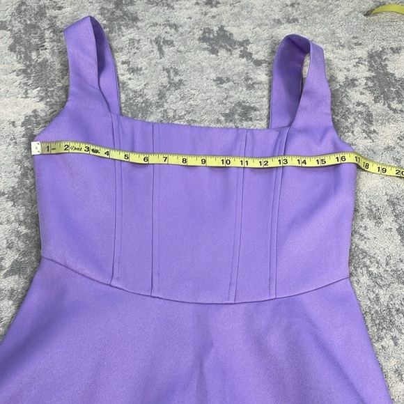 NWT Elliatt Candice Mini Dress Lilac Purple Fit Flare Square Neck Corset Sz L - Picture 9 of 13
